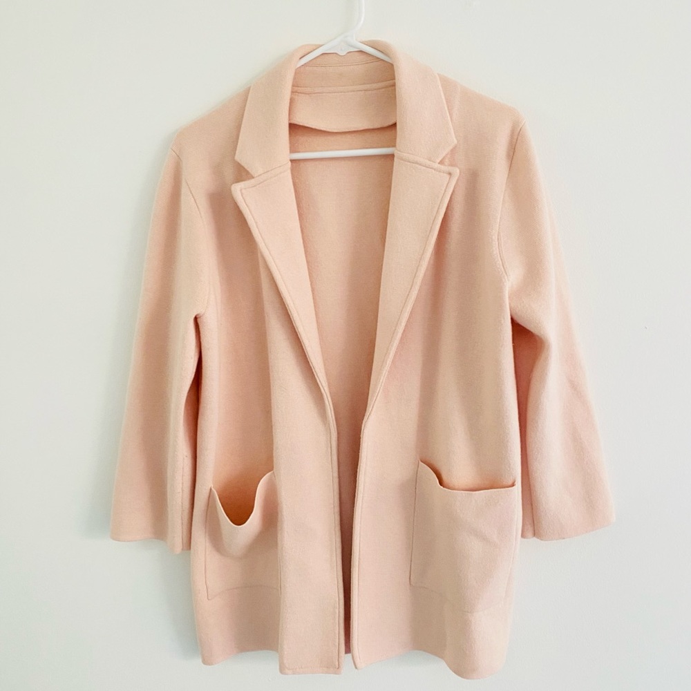 Vintage 80s Pink Knit Open Cardigan Medium